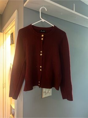 Marled Burgundy Button-Front Cardigan Sweater